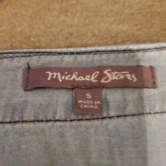 MICHAEL STARS Dress Womens Small S Blue Chambray Fringe Boho Western Festival - Picture 4 of 10